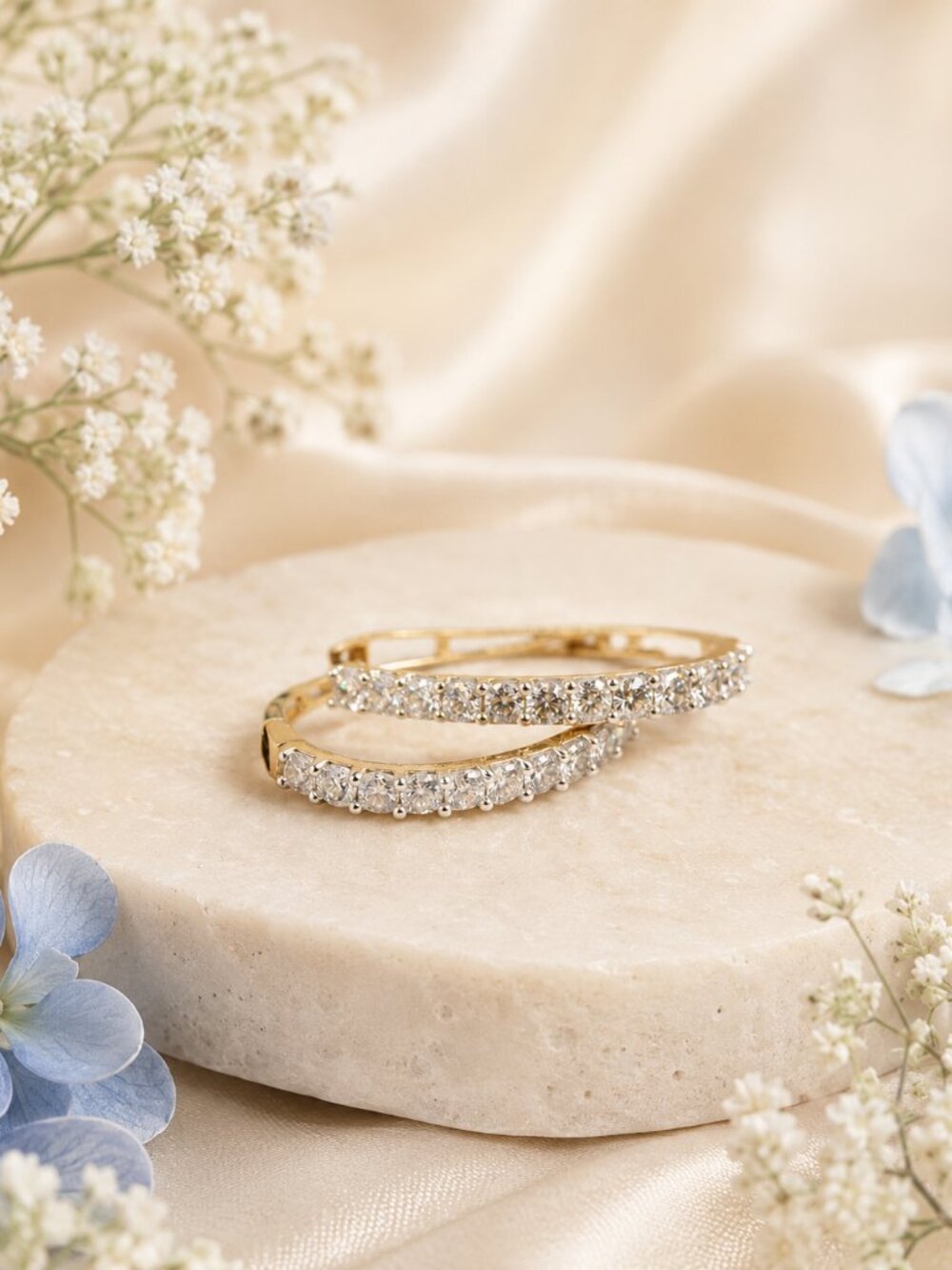 Golden Radiance Diamond Hoop Earrings